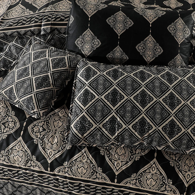 Majestic Black & Gold Comforter Set – 7 PCS
