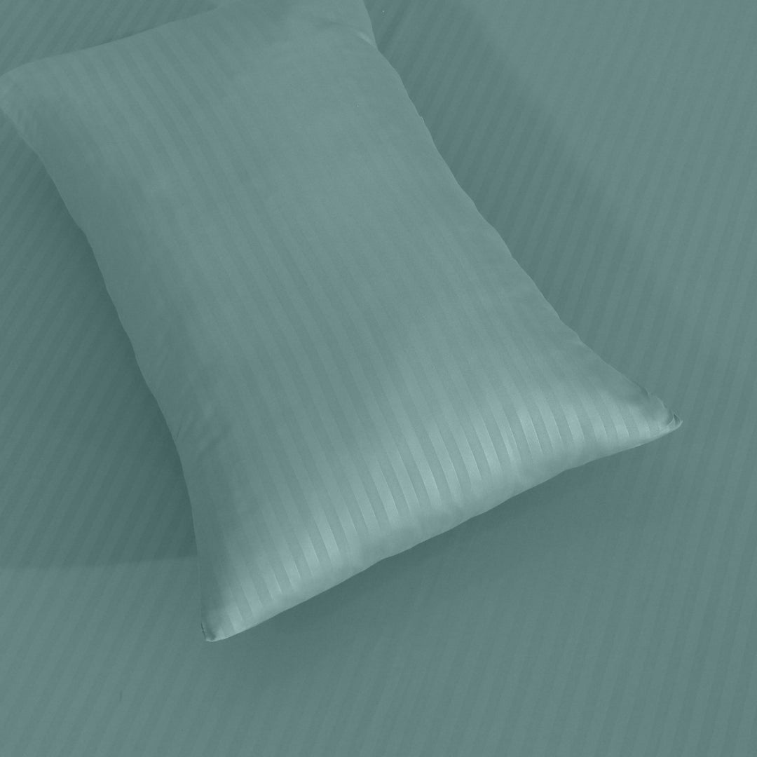 MistTeal Stripe Satin Fitted Sheet - (Premium)