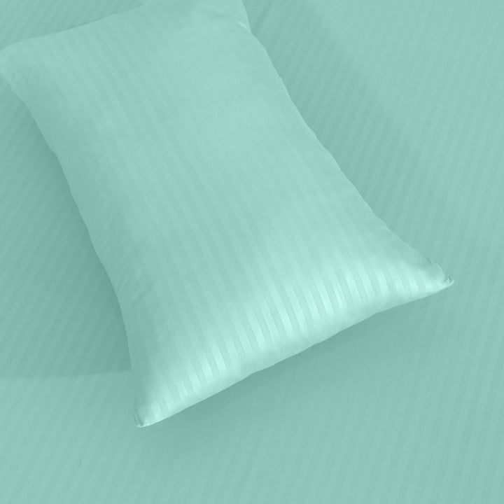 Frosted Mint Stripe Satin Fitted Sheet - (Premium)