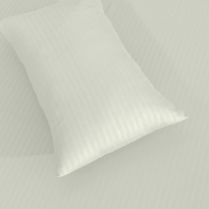 Feather White Stripe Satin Fitted Sheet - (Premium)