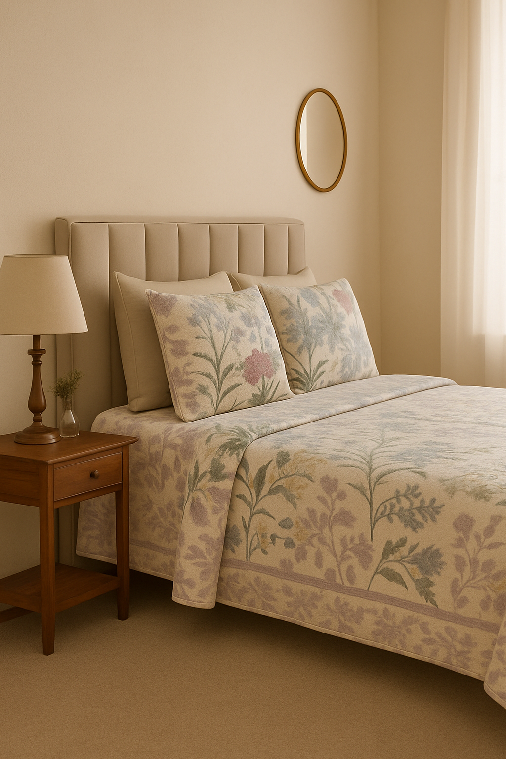 New Gen Cotton Satin [Premium] Blossom Breeze Bedsheet Set [3Pcs]