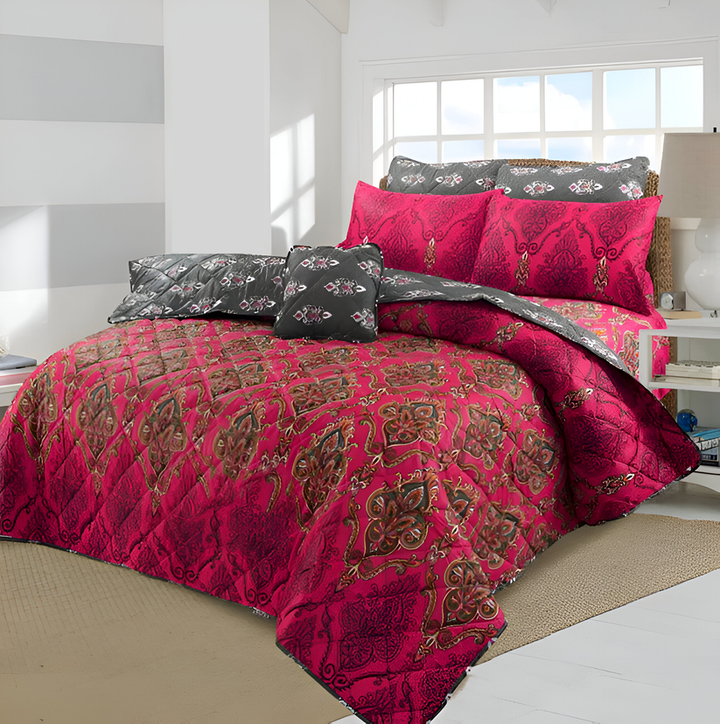 Scarlet Nightfall Comforter Set – 7 PCS
